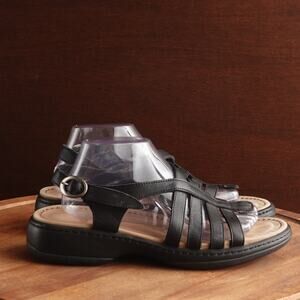 Dansko Sandals WMS SZ EU 42 US 11.5-12 BLK Evita Leather Fisherman Comfort Shoes